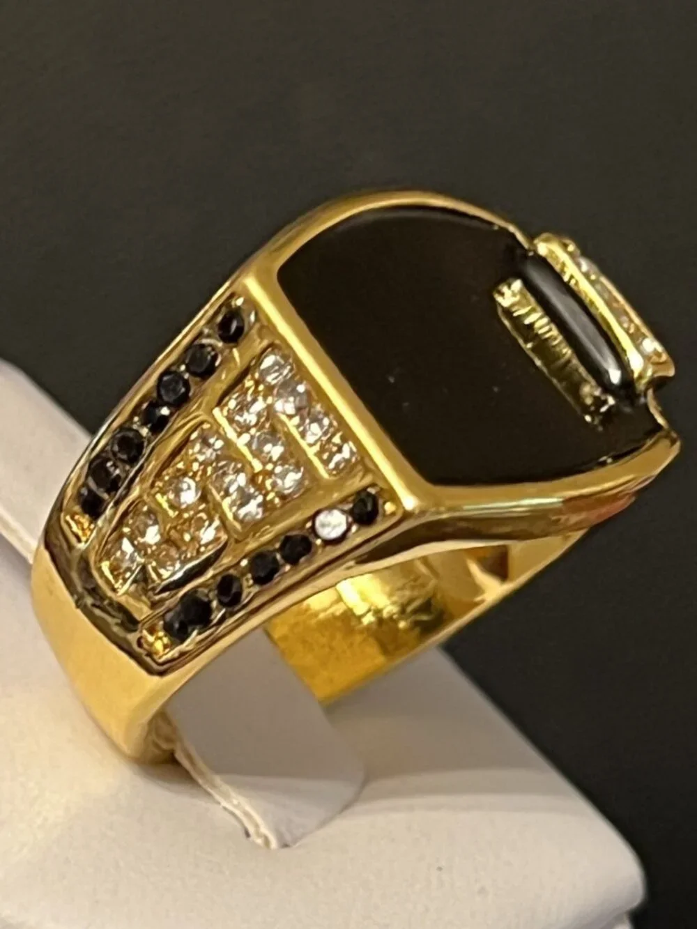 Goldtone and Enamel Ring Size 11, 12, 12.5 (419)